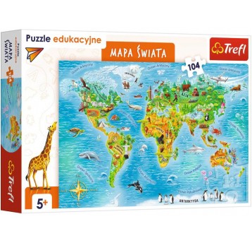 PUZZLE 104 EL TREFL MAPA ŚWIATA
