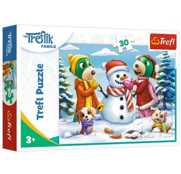PUZZLE 30 EL ZIMOWE ZABAWY TREFLIKÓW