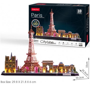 PUZZLE 3D CITY LINE PARYŻ LED CUBIC FUN