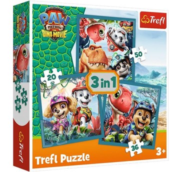 PUZZLE 3W1 TREFL PSI PATROL WYSPA DINOZAURÓW