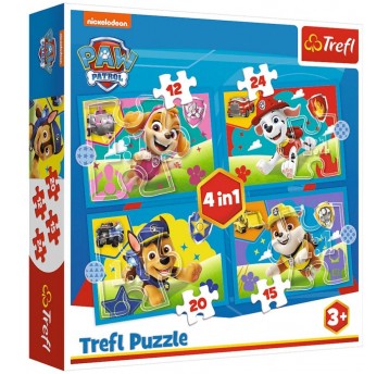 PUZZLE 4w1 TREFL BIEGNĄCE PIESKI PSI PATROL