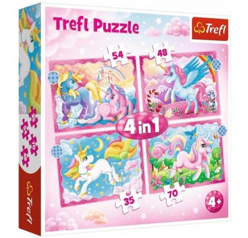 PUZZLE 4w1 TREFL JEDNOROŻCE I MAGIA