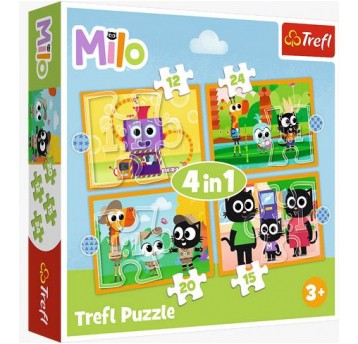 PUZZLE 4w1 TREFL POZNAJ MILO O JEGO PRZYJACIÓŁ