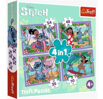 PUZZLE 4w1 TREFL SZALONY DZIEŃ LILO I STITCH