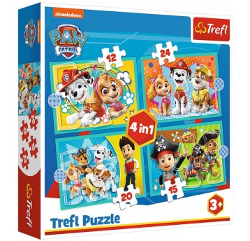 PUZZLE 4w1 TREFL WESOŁA EKIPA PSIEGO PATROLU