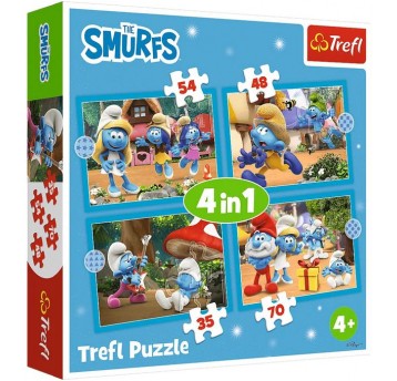 PUZZLE 4w1 TREFL WIOSKA SMERFÓW