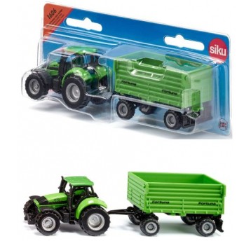 SIKU 1606 TRAKTOR DEUTZ-FAHR Z PRZYCZEPĄ 2-OSIOWĄ