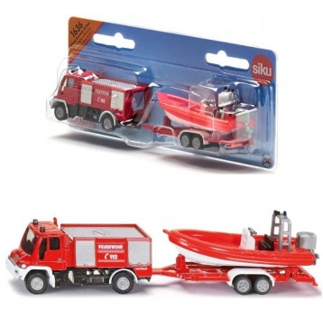 SIKU 1636 STRAŻ POŻARNA UNIMOG Z ŁODZIĄ