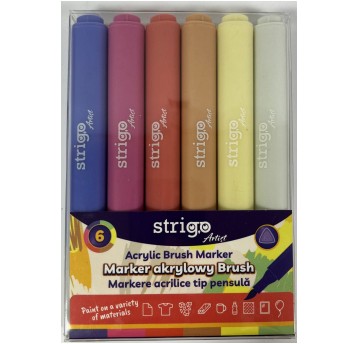 STRIGO MARKER AKRYLOWY BRUSH 6 KOLORÓW