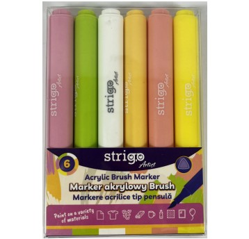 STRIGO MARKER AKRYLOWY BRUSH 6 KOLORÓW