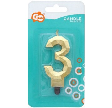 ŚWIECZKA CYFERKA DIAMENT ZŁOTA 3