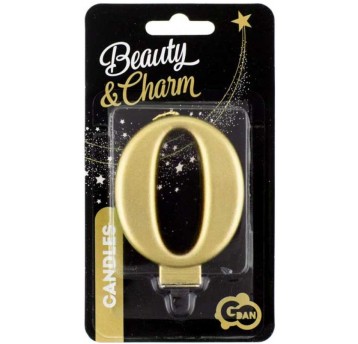 ŚWIECZKA CYFERKA ZŁOTA "0" METALIK 8CM
