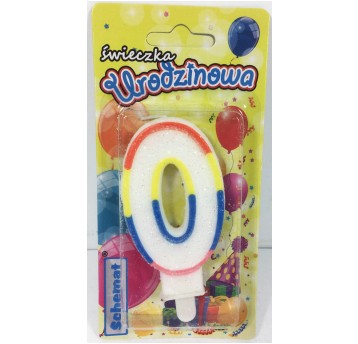 ŚWIECZKA URODZINOWA BROKATOWA "0"