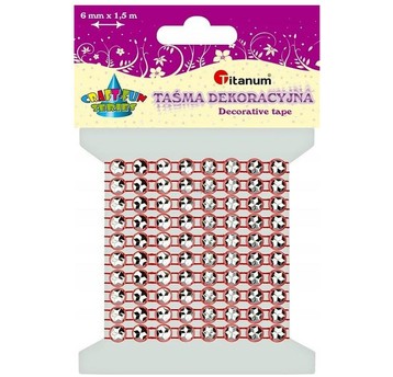 TAŚMA Z KRYSZTAŁKAMI CZERWONA 6MM X 1,5M