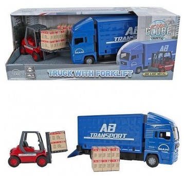 TIR METALOWY 17CM Z WÓZKIEM WIDŁOWYM 10CM