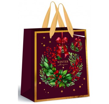 TORBA PREZENTOWA S ŚWIĄTECZNA BURGUND INTERDRUK