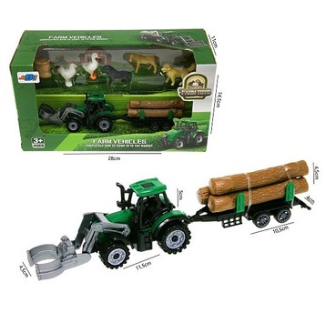 TRAKTOR PRZYCZEPĄ Z AKCESORIAMI + 5 ZWIERZĄT