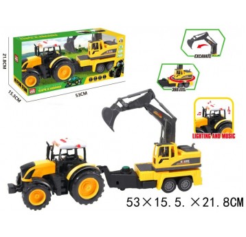 TRAKTOR Z KOPARKĄ ŚWIATŁO DŹWIĘK