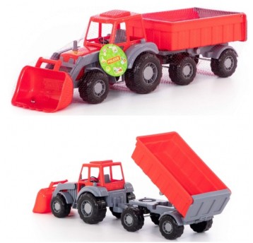 TRAKTOR Z PRZYCZEPĄ I ŁYŻKĄ AŁTAJ POLESIE