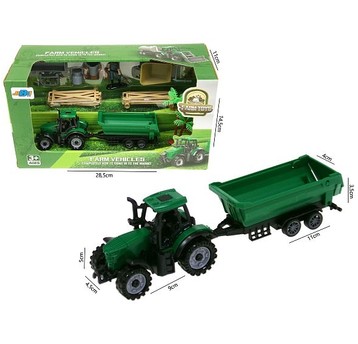 TRAKTOR Z PRZYCZEPĄ Z AKCESORIAMI + LUDZIK