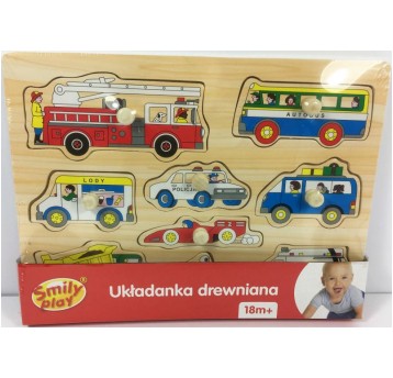 UKŁADANKA DREWNIANA POJAZDY