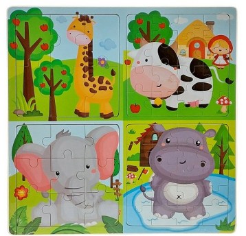 UKŁADANKA DREWNIANA PUZZLE ZWIERZĘTA 51 EL