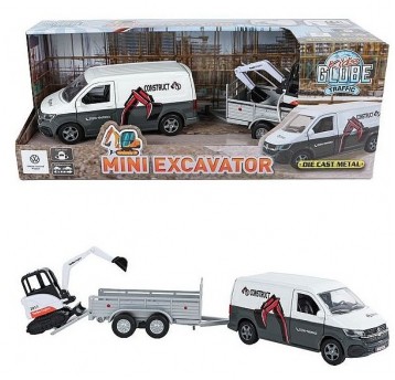 VW TRANSPORTER Z PRZYCZEPĄ NA KOPARKĘ 27CM NAPĘD