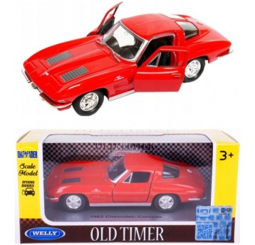 WELLY OLD 1:34-39 CHEVROLET CORVETTE 1963 CZERWONY