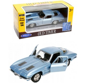 WELLY OLD 1:34-39 CHEVROLET CORVETTE 1963 NIEBIESK