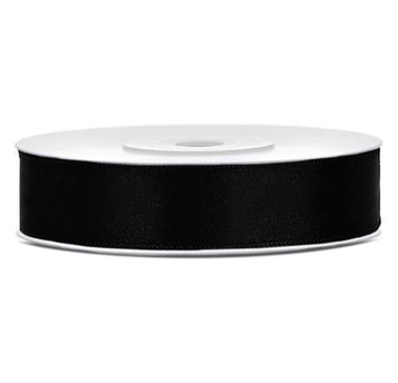 WSTĄŻKA SATYNOWA 12MM 25M CZARNA