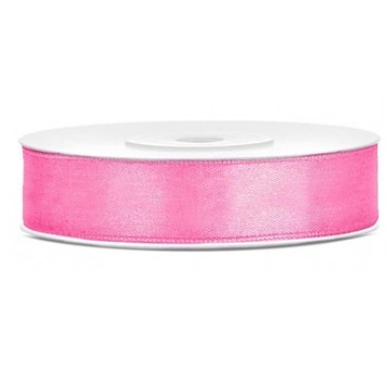 WSTĄŻKA SATYNOWA 12MM 25M RÓŻOWA