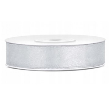 WSTĄŻKA SATYNOWA 12MM 25M SREBRNA