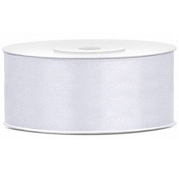 WSTĄŻKA SATYNOWA 25MM 25M BIAŁA