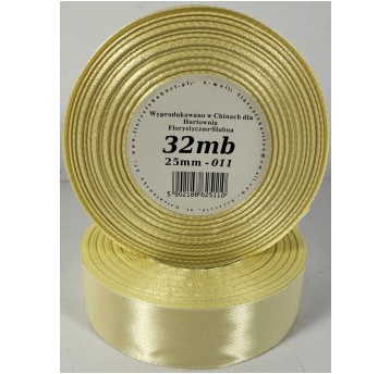 WSTĄŻKA SATYNOWA 25mm/32m KREMOWA JASNA