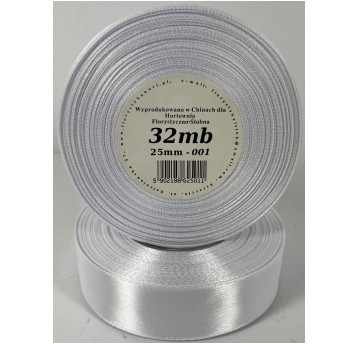 WSTĄŻKA SATYNOWA 25MM/32MB BIAŁA