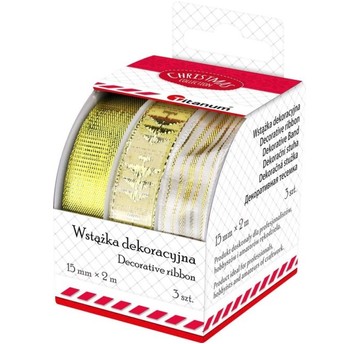 WSTĄŻKI DEKORACYJNE ZŁOTE 3 SZT X 2M