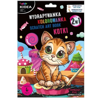 WYDRAPYWANKA Z KOLOROWANKĄ 2W1 KOTKI KIDEA