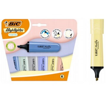 ZAKREŚLACZE 6 KOLORÓW MINERAL BIC