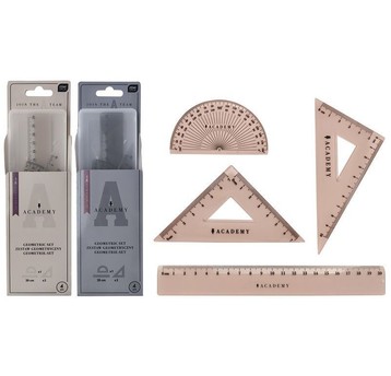 ZESTAW GEOMETRYCZNY W ETUI Z LINIJKĄ 20CM ACADEMY
