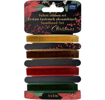 ZESTAW TASIEMEK AKSAMITN. 4X2M CHRISTMAS INTERDRUK